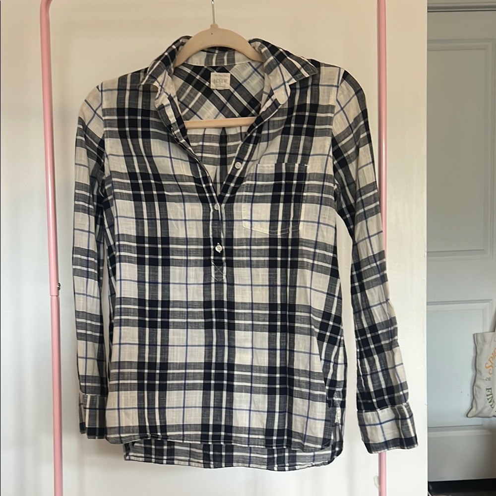 J. Crew Blue and White Plaid Shirt